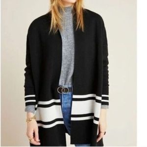 ANTHROPOLOGIE NVLT Open Front Cardigan Soft Cozy Size XL Black/White Like New